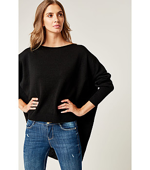 Дълъг дамски пуловер в черно Linela снимка