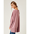 Дълъг дамски пуловер в розово Linela-1 снимка