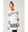 Дамски бял дълъг пуловер Beata-2 снимка