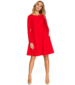 Червена разкроена рокля Loni снимка