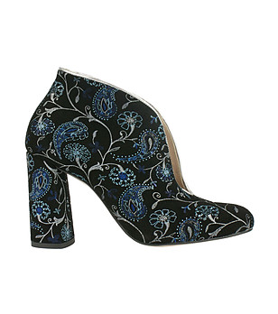 Дамски обувки от естествена кожа в черно и синьо Irosa снимка