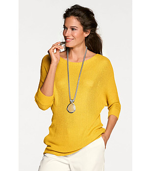 Дамски пуловер в жълт цвят Kamisa снимка