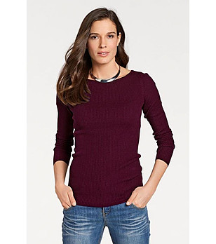 Дамски пуловер с коприна Mevita в цвят бордо снимка