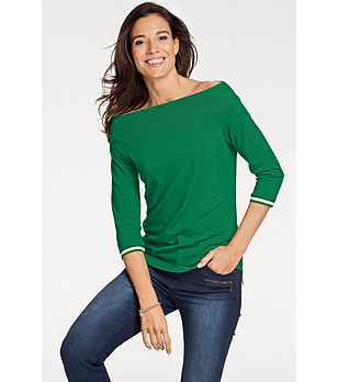 Зелена дамска блуза Lamilia с памук снимка