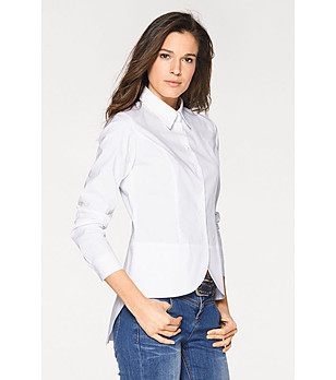 Асиметрична дамска памучна риза в бяло Amedia снимка
