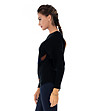Черна дамска блуза с контрастен принт-3 снимка