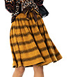 Разкроена вълнена пола в кафяво и цвят горчица-4 снимка