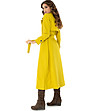 Дълъг дамски шлифер в цвят в цвят лайм-4 снимка