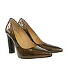 Дамски лачени обувки в кафяво и златисто Arilda-1 снимка