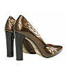 Дамски лачени обувки в кафяво и златисто Arilda-3 снимка
