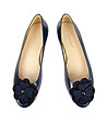 Кожени дамски обувки Lexy в синьо с декорация цвете-1 снимка