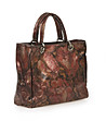 Дамска многоцветна кожена чанта с флорални мотиви-1 снимка