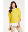 Дамски пуловер с памук в жълто Daneta-0 снимка