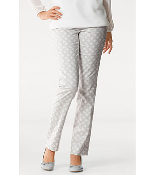 Памучен дамски панталон в бяло и сиво Marylin за ръст от 160 до 175 см снимка