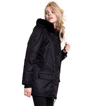 Зимно дамско яке в черно Halmoon снимка