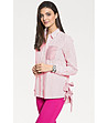 Раирана памучна дамска риза Lucille в розово-0 снимка