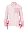 Раирана памучна дамска риза Lucille в розово-1 снимка