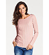 Дамски пуловер с памук в розово Fresia-0 снимка