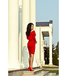 Червена рокля с джобове Tera-2 снимка