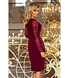 Елегантна рокля с дантела Viliana в цвят бордо-1 снимка