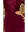 Елегантна рокля с дантела Viliana в цвят бордо-4 снимка