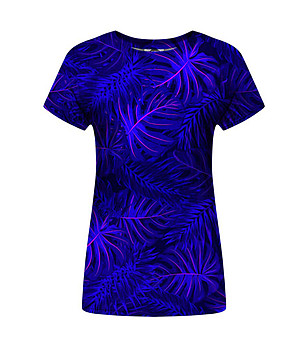 Дамска тениска с принт Tropical dark blue снимка