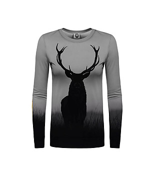 Дамска блуза с памук и принт Wild deer снимка