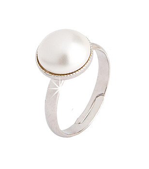 Сребрист дамски пръстен Berdina с бяла перла снимка
