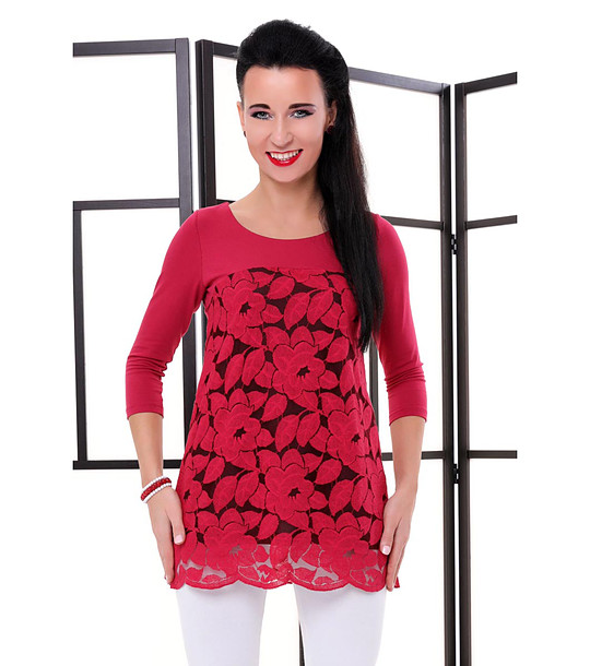 Дамска блуза в червено и черно Karolina снимка