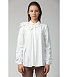 Бяла дамска риза Frances с нестандартен дизайн-0 снимка