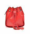 Червена дамска кожена чанта с пискюли Zaira-0 снимка