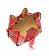 Червена дамска кожена чанта с пискюли Zaira-3 снимка
