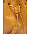 Дамска кожена чанта в цвят горчица с пискюли Zaira-2 снимка