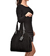 Дамска чанта от естествена кожа в черно Hana-4 снимка