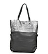 Дамска кожена чанта в черно и сребристо Sila-1 снимка