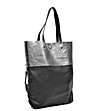 Дамска кожена чанта в черно и сребристо Sila-3 снимка