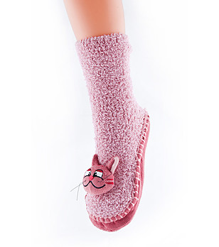 Детски розови чорапи с декоративно Коте снимка