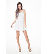 Къса бяла рокля с тънки презрамки Fiorella-0 снимка