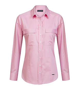 Дамска памучна риза в розово на райе Lexa снимка