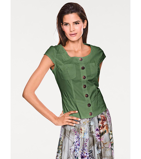 Зелена памучна дамска блуза Adaliz снимка