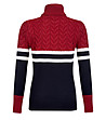 Дамски пуловер в червено и тъмносиньо Wound-1 снимка