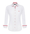 Бяла дамска памучна риза с червени детайли Karra-0 снимка