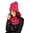 Дамски комплект от шал и шапка в цвят малина Darla-0 снимка