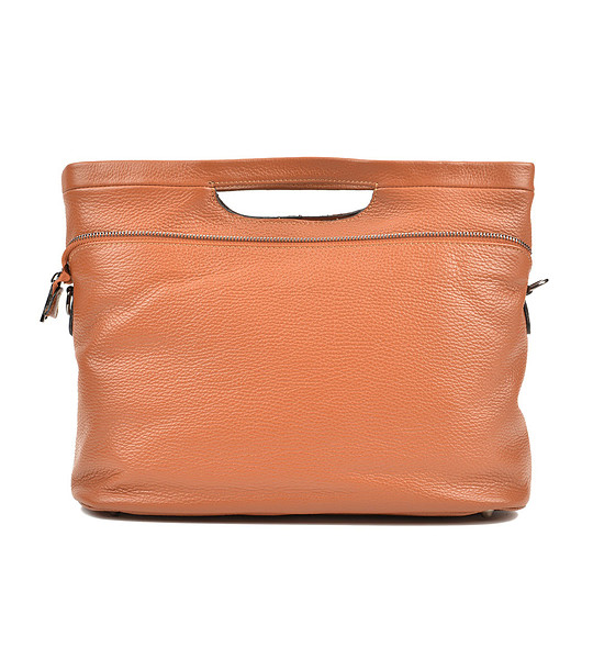 Малка оранжева дамска чанта от естествена кожа Felicita снимка