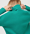 Дамски вълнен пуловер в цвят емералд Margaret-1 снимка