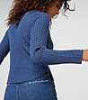Дамски пуловер в синьо с вълна Marlita-1 снимка