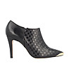 Дамски кожени обувки в черно със златист детайл Caren-0 снимка