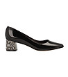 Черни дамски кожени обувки с лъскав ефект Thalia-0 снимка