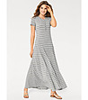 Раирана памучна рокля Daria в сиво и бяло-0 снимка