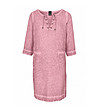 Розова рокля с връзки от памук и лен Lilis-1 снимка